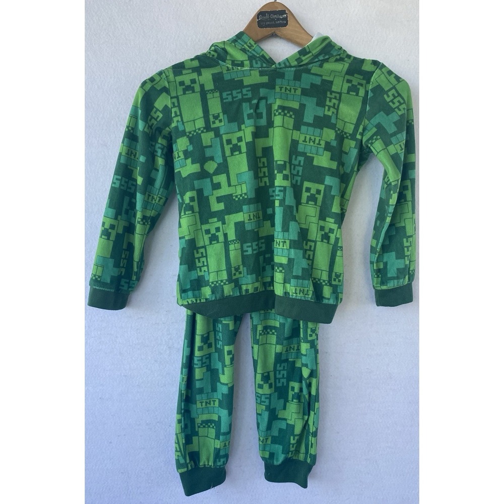 Minecraft Hooded Graphic 2 Piece‎ PJ Set Boys 6/7 Comfort Lounge Nerdy